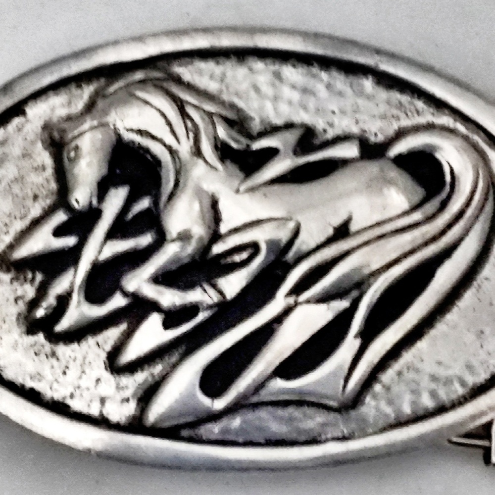 Rare Vintage St. Justin Celtic Silver Horse Buckle